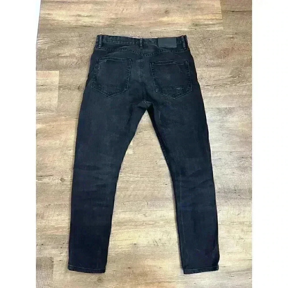 AllSaints Cigarette Button Fly Black Jeans Distressed 32 Skinny Leg Grunge - Picture 8 of 11